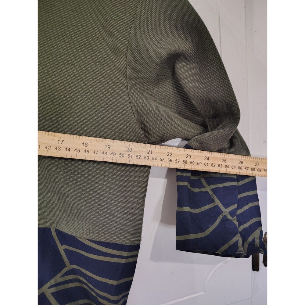COS Olive Green and Navy Patterned Blocked Blouse - Picture 3 of 6